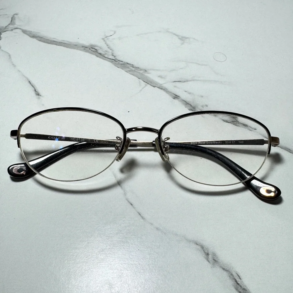 Coach HC5136 Eyeglasses Rose Gold Black Semi Rimless Oval Frames 9404 53-17-140